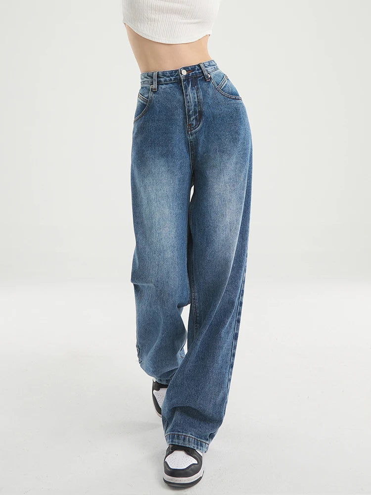 Vintage High Waist Baggy Straight Jeans