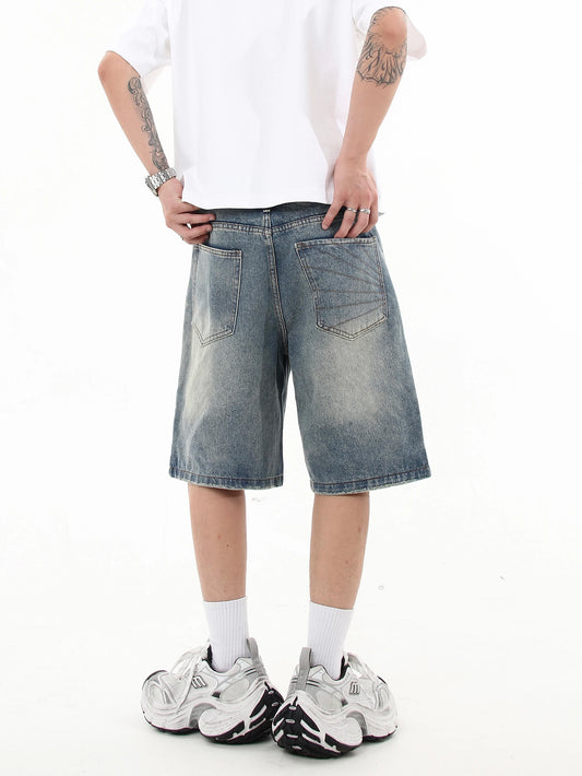 Vintage Washed Distressed Denim Hip Shorts