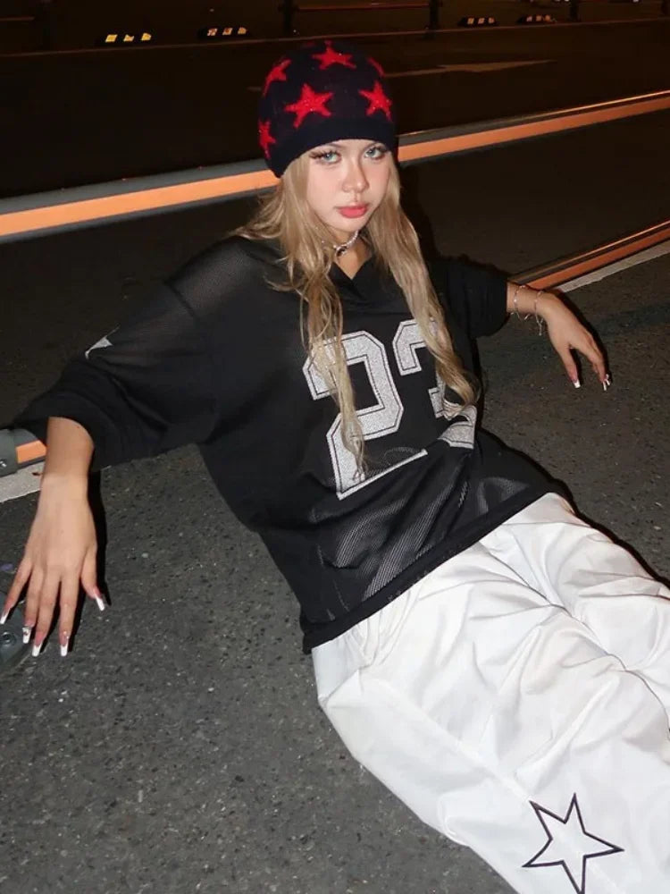 Vibrant V-Neck Oversized Crop T-Shirt