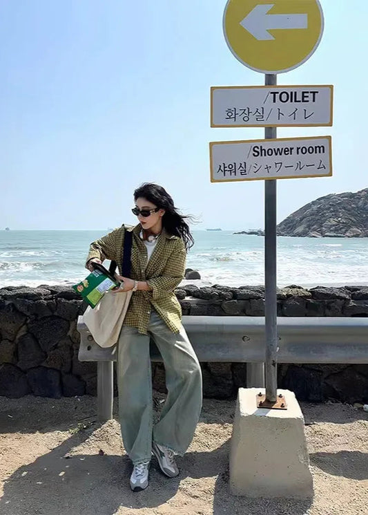 Blue Y2K Style High Waisted Jeans