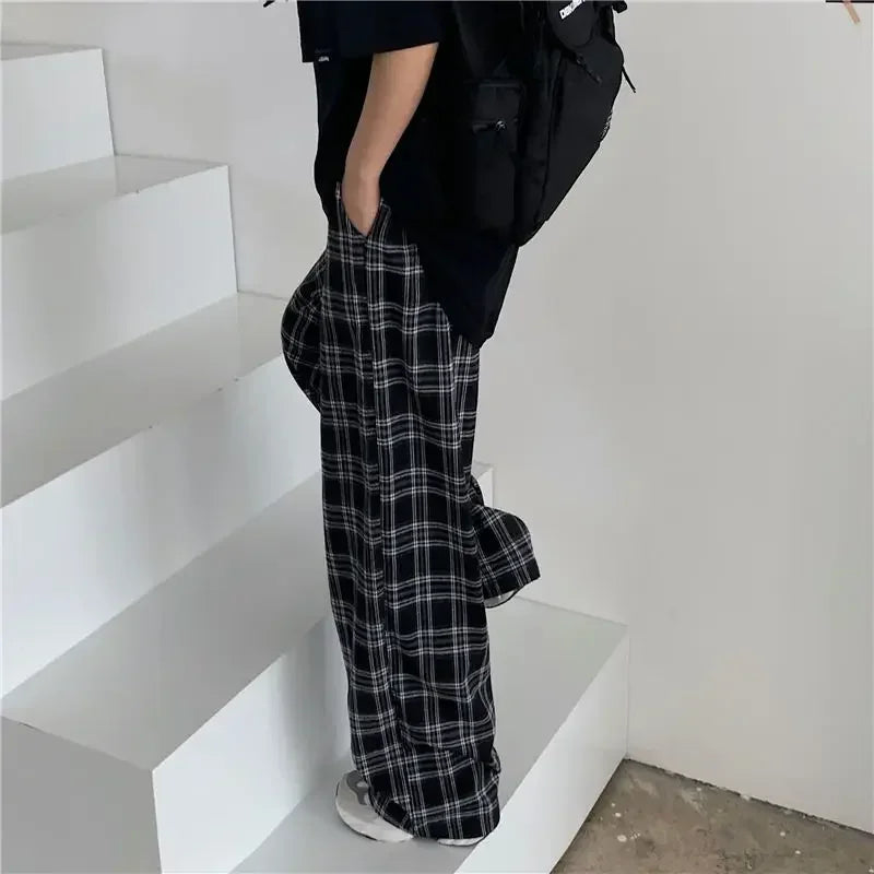 Plaid Casual Straight Pants