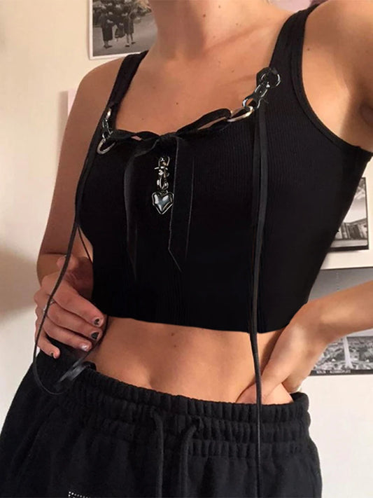 Black Gothic Vintage Y2K Corset Crop