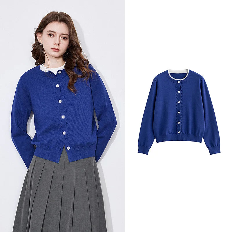 Stylish Contrast Color Round Neck Sweater