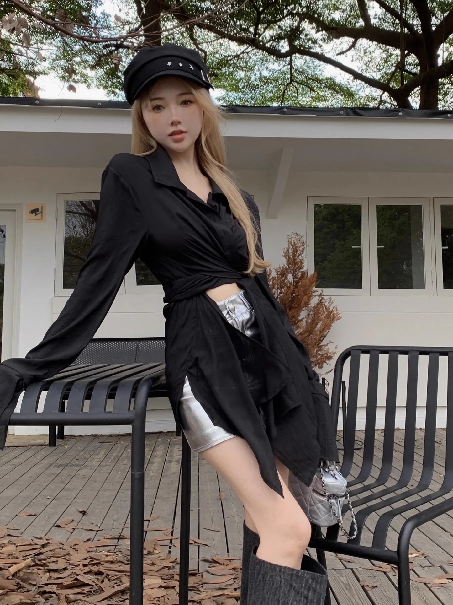 Asymmetrical Design Casual Blouse Women Shirt