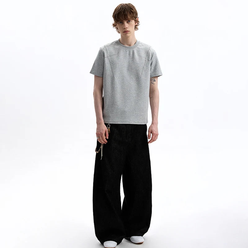 Striped Textured Short Sleeve Casual T-Shirt