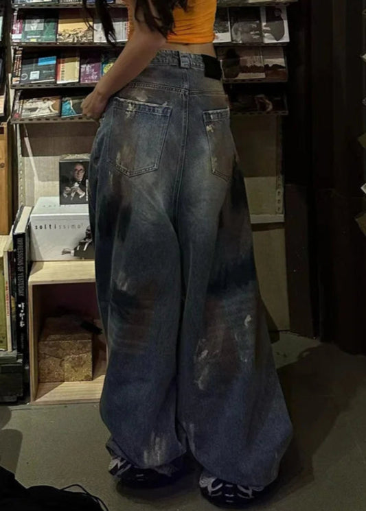 Vintage Black High Waist Straight Jeans