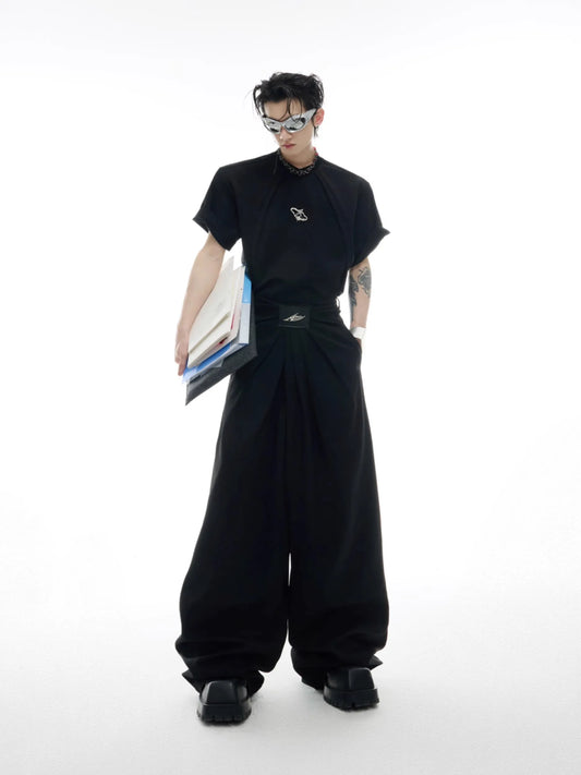 Elegant Grey Flowy Wide Leg Pants