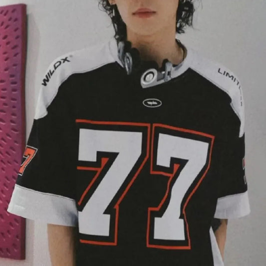 Contrast American Style Sport Jersey T-Shirt