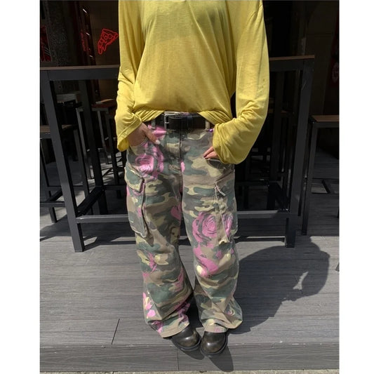 Vintage Printing High Waist Loose Jeans