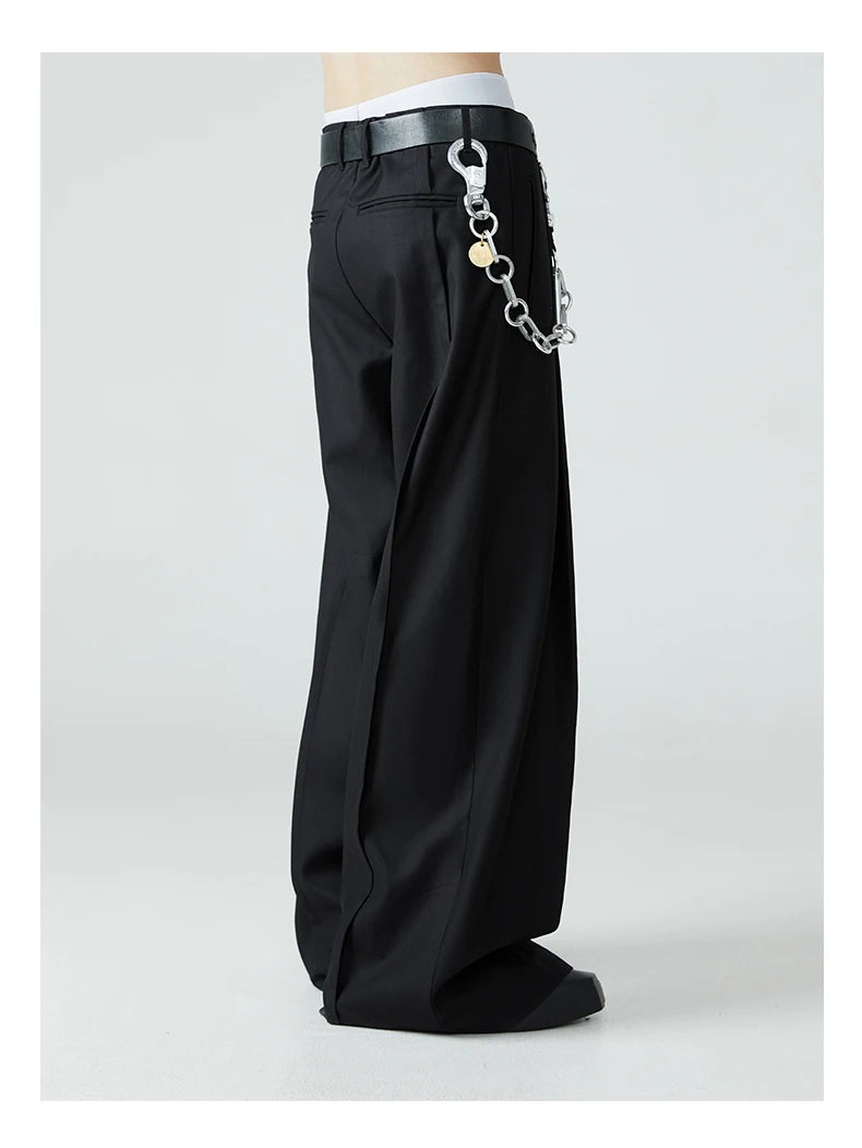 Luxury Designer Black Wide Leg Pants