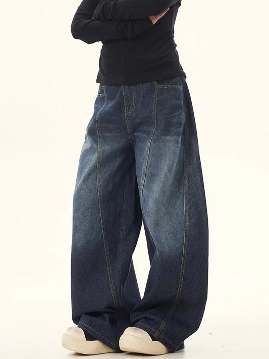 Vintage Embroidered Wide Leg Denim Jeans