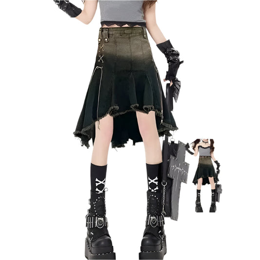 Vintage Oversized High Waist Denim Skirt