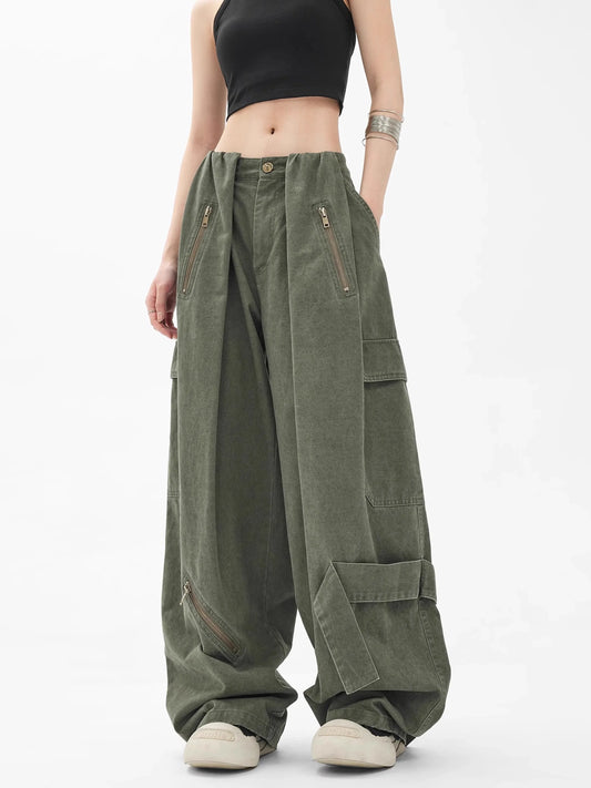 Vintage Multi Pocket Overalls Casual Pants