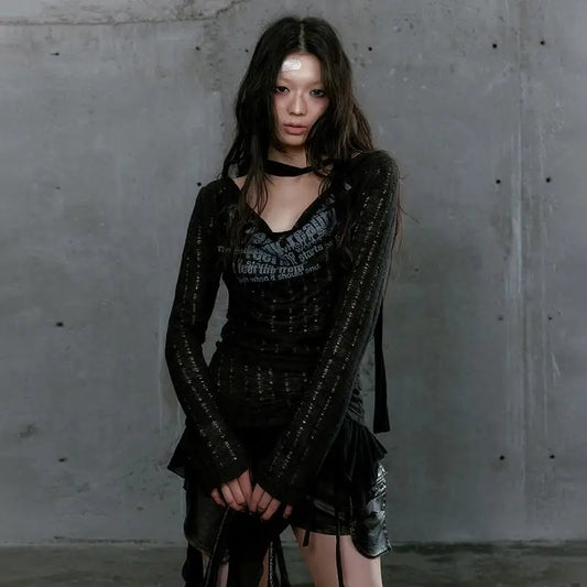 Trashy Graffiti Print Knitwear T-Shirt