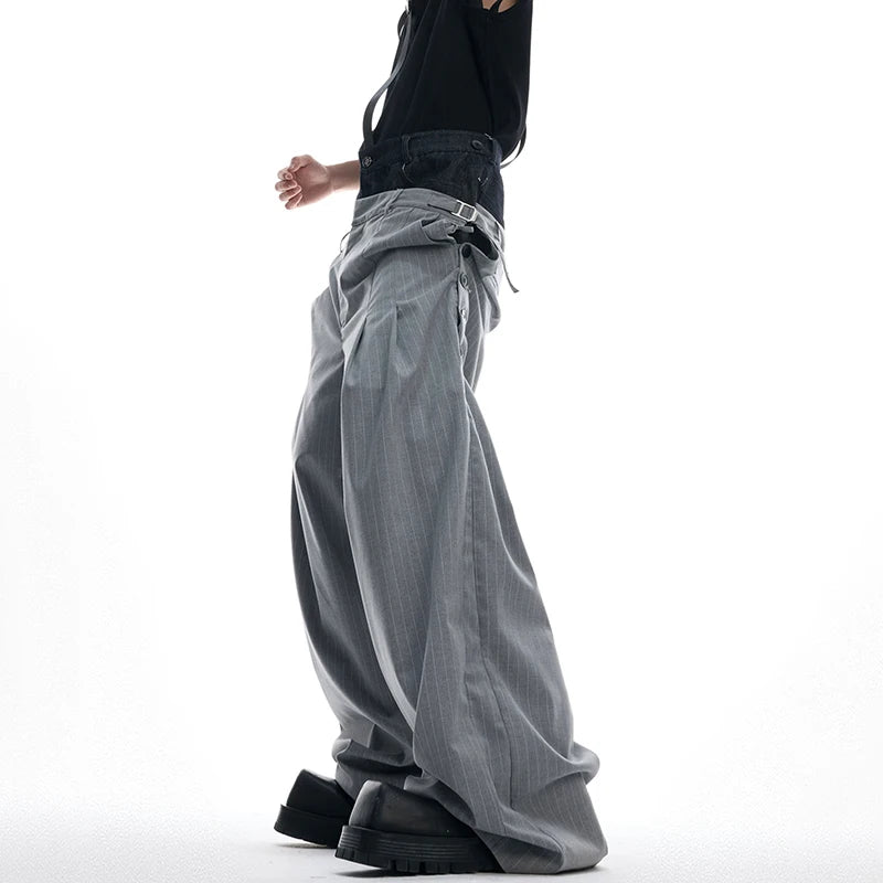 Striped Wide Leg Casual Trousers Pants