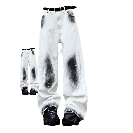 Vintage High Waist White Wide Jeans