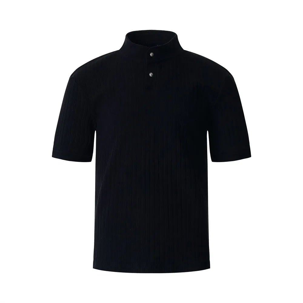 Classic Knit Henley Collar Casual T-Shirt