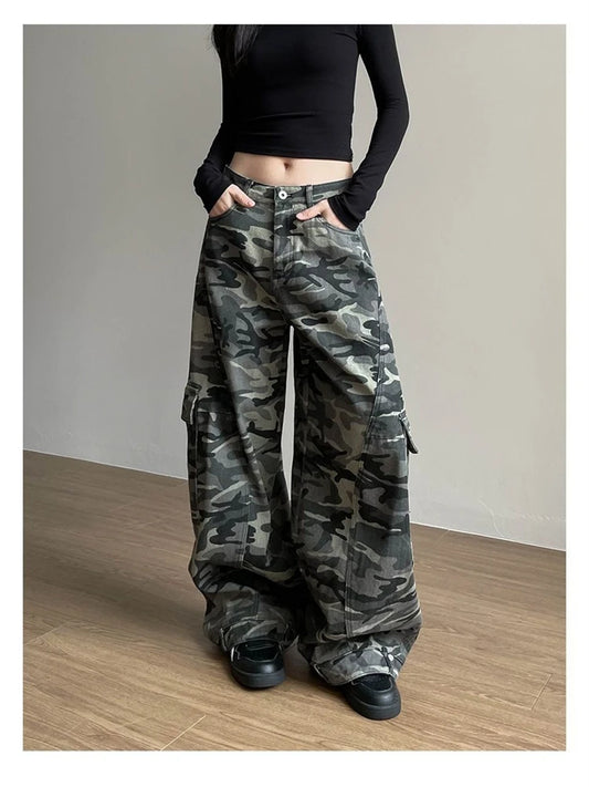 Camo Wide Leg Trousers