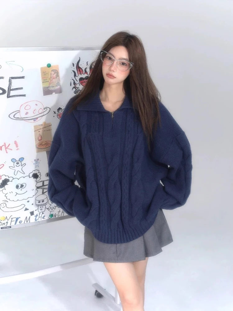 Cozy Knit Half Zip Sweater Pullover