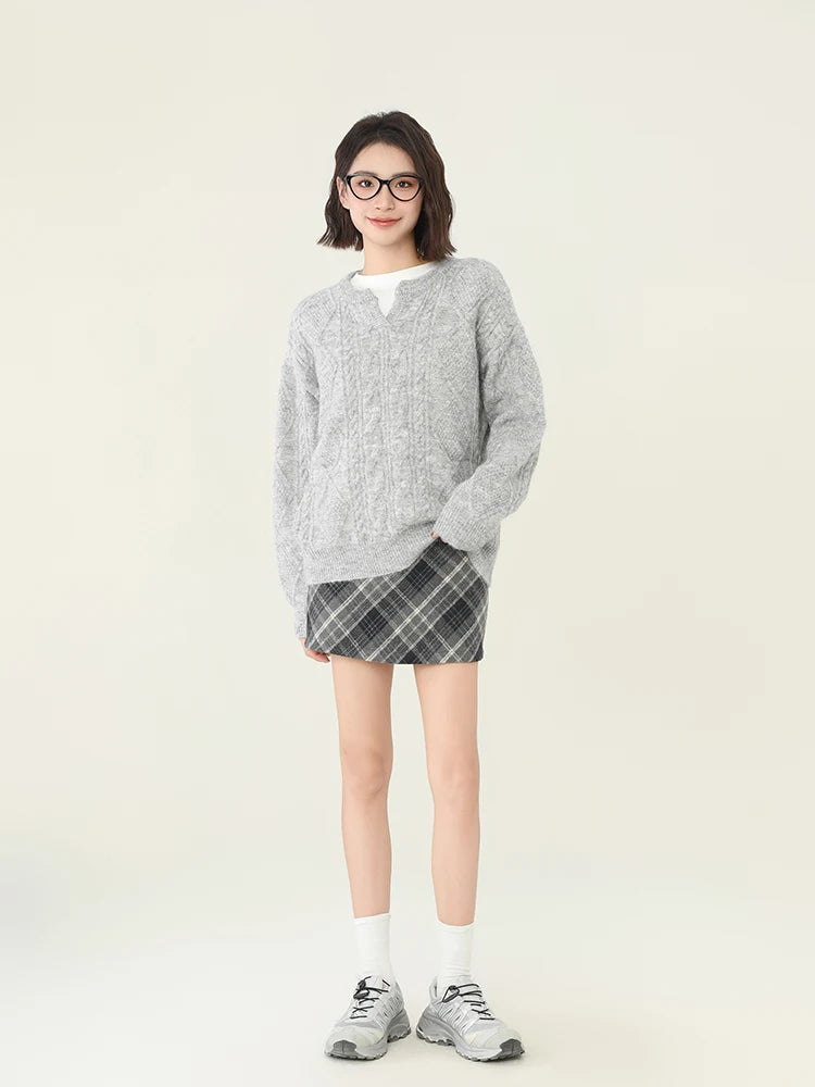 Cozy Knitted V-Neck Sweater for Fall