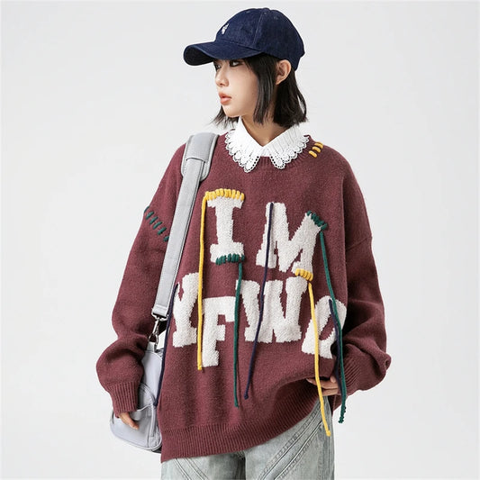 Luxury Oversize Alphabet Embroidered Knit Shirt