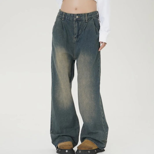 Solid Color Baggy Jeans