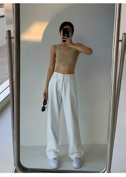 Vintage American Beige High Waist Jeans