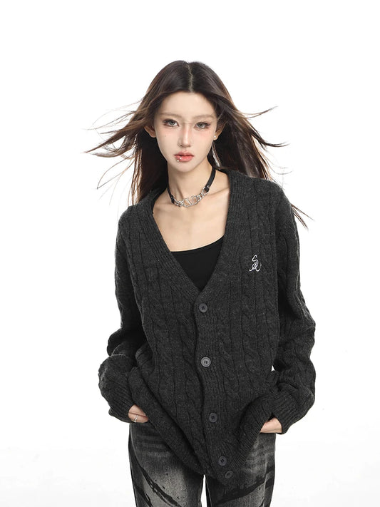 Cozy Knitted V-Neck Cardigan Sweater Coat