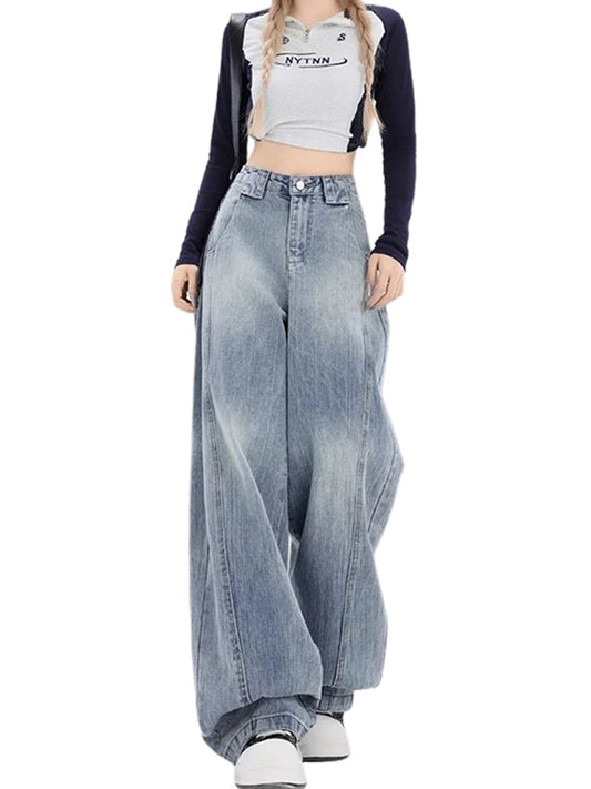 Vintage Oversize Blue Ripped Denim Jeans