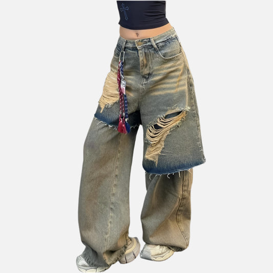 Vintage High Waisted Loose Wide Jeans