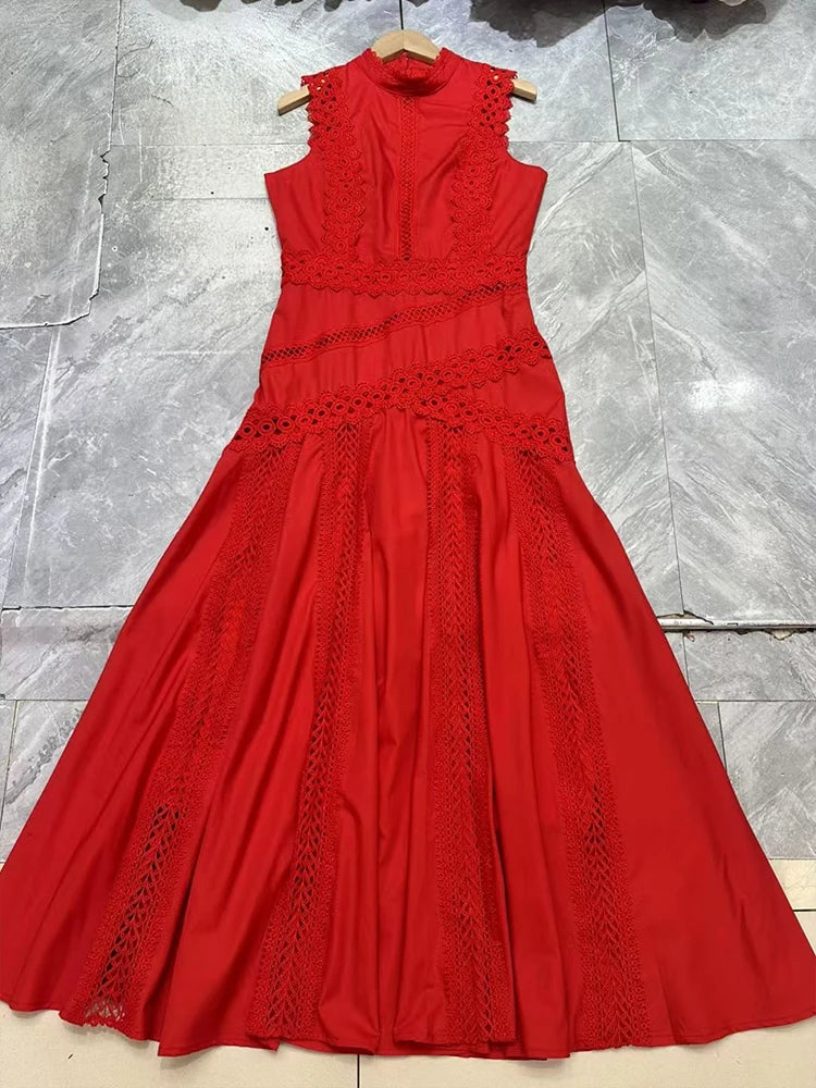 Elegant Embroidered Sleeveless Summer Dress