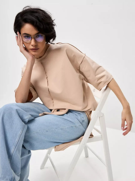 Soft Pink Oversized Cotton Women's T-Shirt