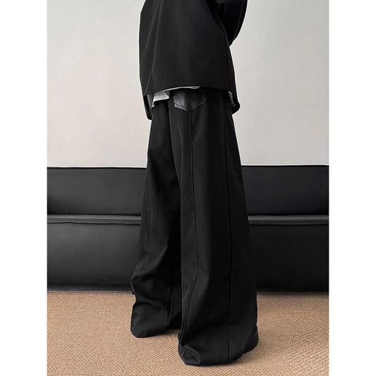 Trendy Zipper Patchwork Wide Leg Pants