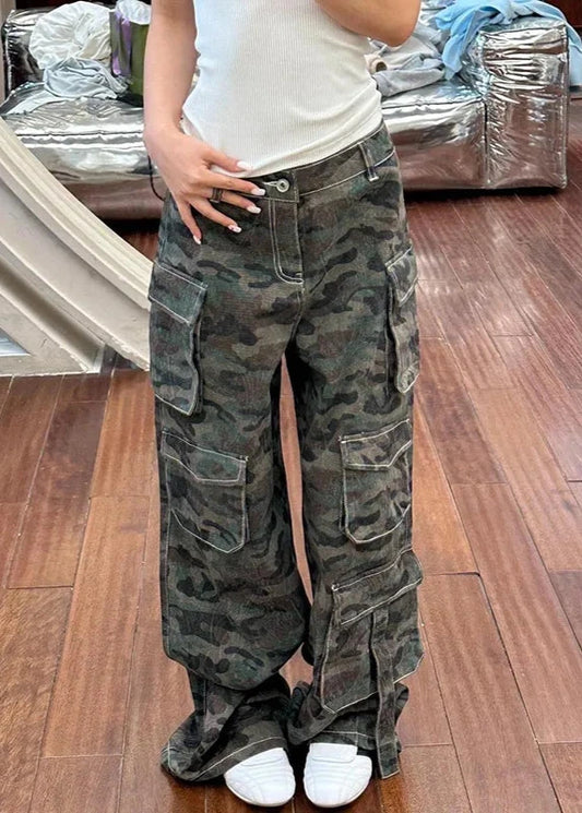 Green Camo Vintage High Waisted Jeans