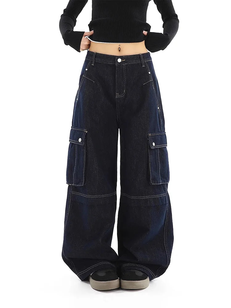 Vintage High Waisted Multi-Pocket Cargo Jeans