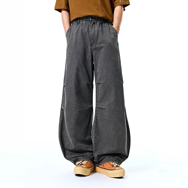 Vintage Washed Wide Leg Cargo Pants