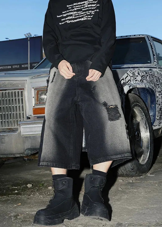 Dark Gray Aesthetic Cowboy Denim Jorts