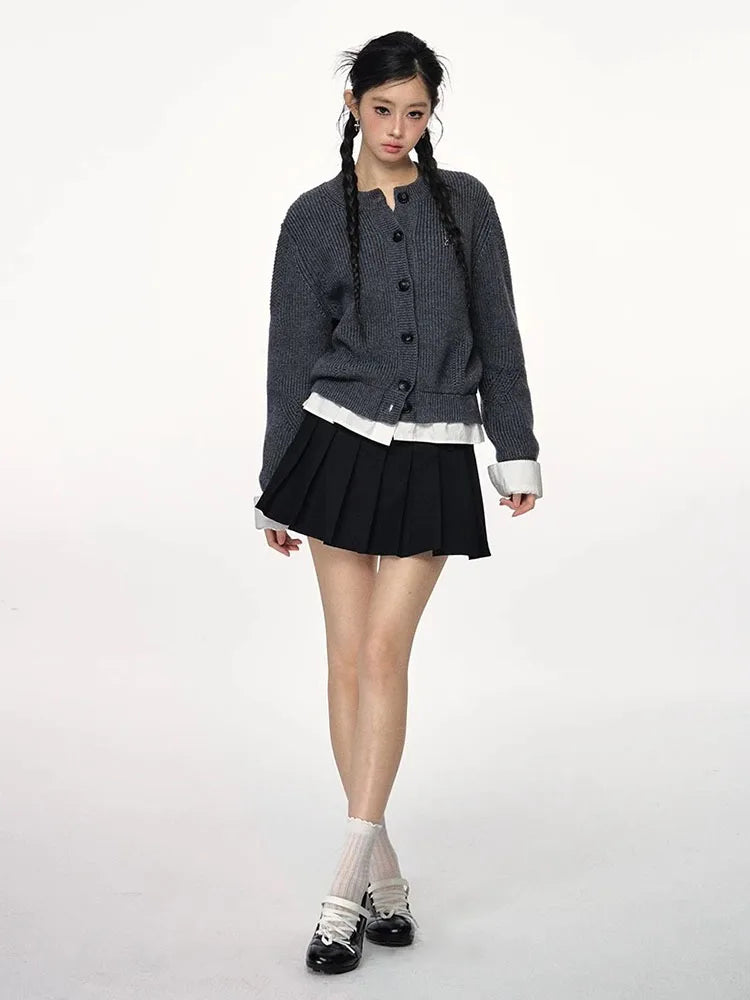Versatile Spliced Knit Sweaters Women Cardigan