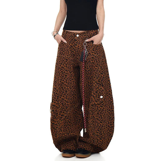 Leopard Print High Waist Slim Jeans