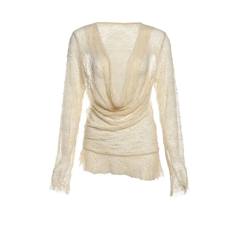 Vintage Lace Swing Collar T-Shirt