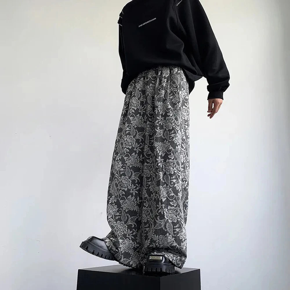 Luxury Retro Cashew Flower Print Pants