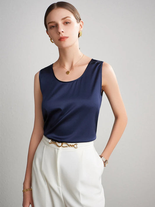 Luxurious Silk Chic O-Neck Tank T-Shirt