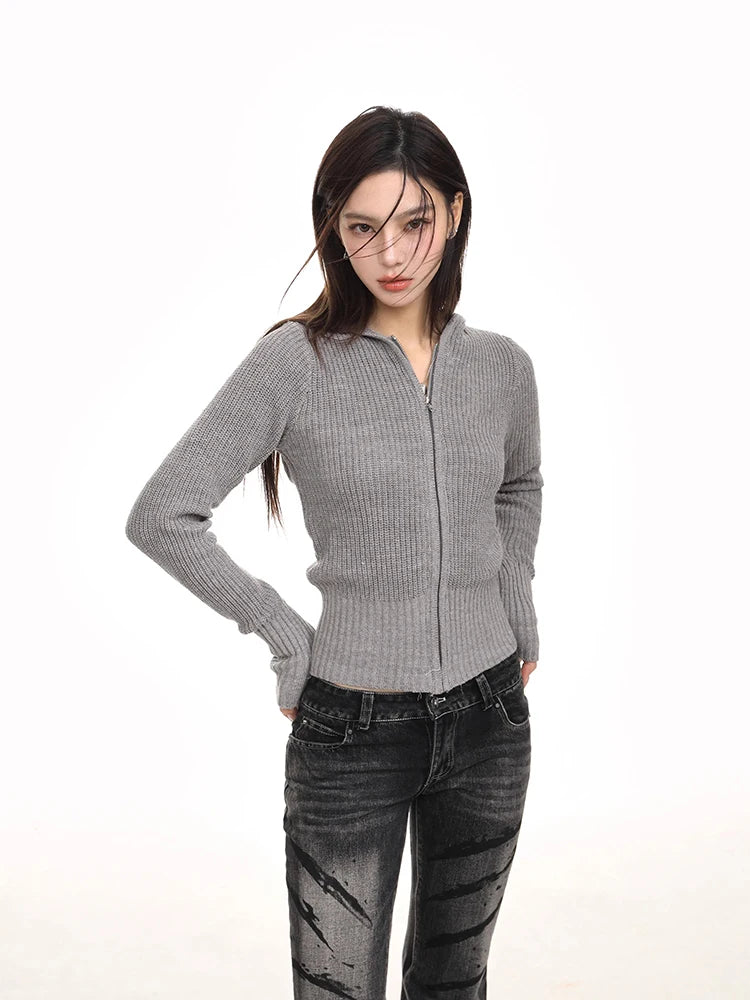 Versatile Retro Knitted Hooded Sweater Coat