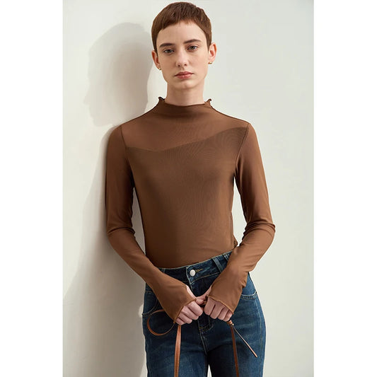 Minimalist Mesh High Neck T-Shirt