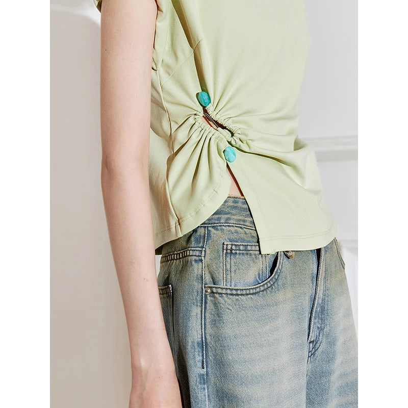 Twisted Lyocell Cotton Short Sleeve T-Shirt