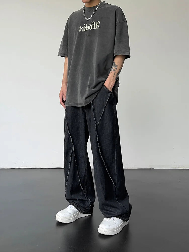Oversized Distressed Patchwork Denim Pants Jeans
