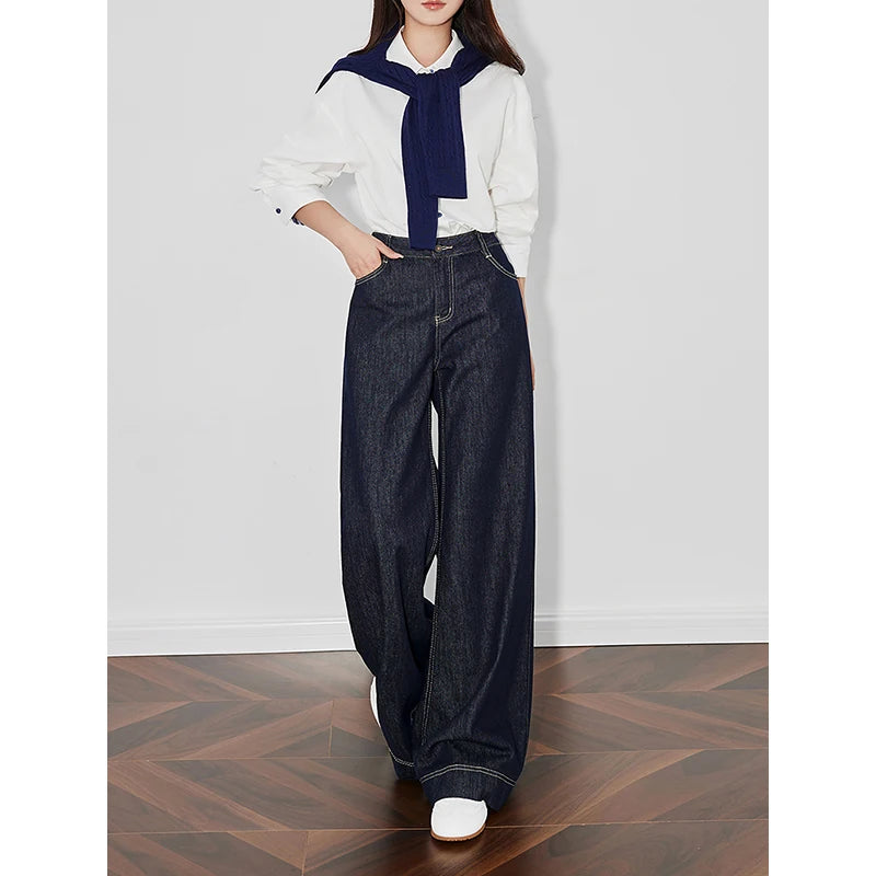 High Waist Slim Fit Wide Jeans