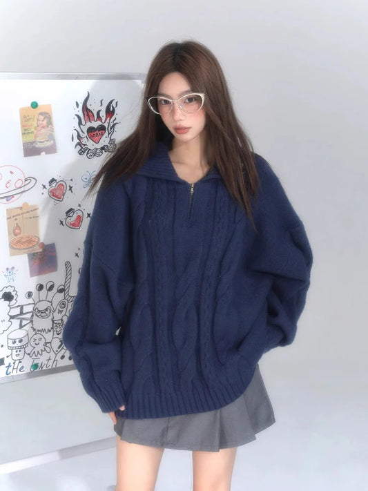 Cozy Knit Half Zip Sweater Pullover