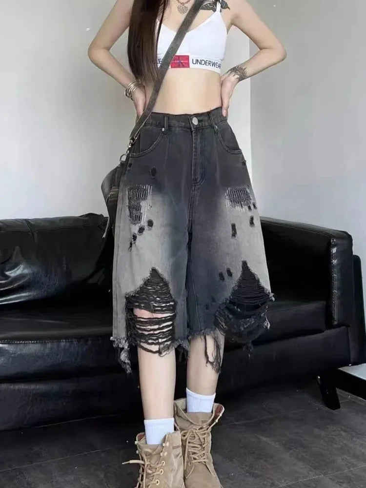 Vintage Gradient Denim Shorts American Jeans