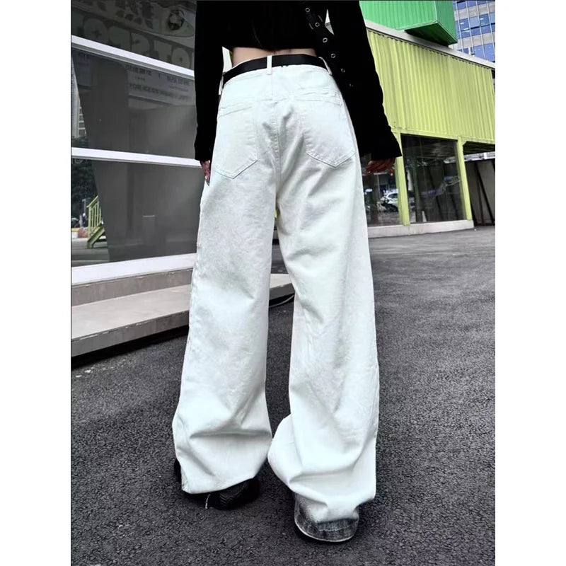 Vintage High Waist White Wide Jeans